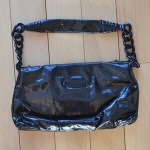 Michael Kors Hobo Small Handbag Purse Black Latex Goth